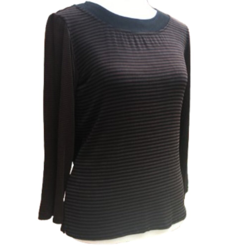 Private Edition by Chico's Horizontal Stripe Pullover Top, Shirt, 3/4 Sleeve (S)